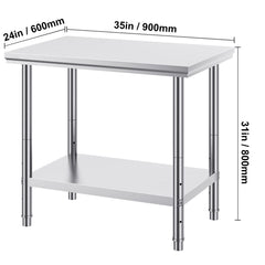 910x610mm Stainless Steel Kitchen Bench Commercial Work Food Prep Table