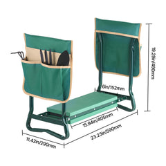 Garden Kneeler and Seat, 6 in Wide Kneeling Pad, Heavy Duty Garden Kneeling Stool, Folding Garden Seat with 2 Tool Bags, Relieve Knee & Back Pain, Portable Garden Bench for Women Grandparents