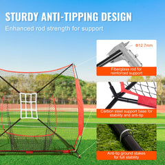 7x7 Baseball Softball Practice Net, Portable Baseball Training Net for Hitting Catching Pitching, Backstop Baseball Equipment with Bow Frame, Carry Bag, Strike Zone, Ball, Tee, Ball Collector