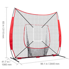 7x7 Baseball Softball Practice Net, Portable Baseball Training Net for Hitting Catching Pitching, Backstop Baseball Equipment with Bow Frame, Carry Bag, Strike Zone, Ball, Tee, Ball Collector