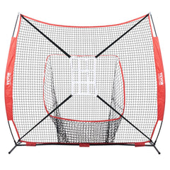 7x7 Baseball Softball Practice Net, Portable Baseball Training Net for Hitting Catching Pitching, Backstop Baseball Equipment with Bow Frame, Carry Bag, Strike Zone, Ball, Tee, Ball Collector