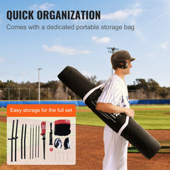 7x7 Baseball Softball Practice Net, Portable Baseball Training Net for Hitting Catching Pitching, Backstop Baseball Equipment with Bow Frame, Carry Bag, Strike Zone, Ball, Tee, Ball Collector