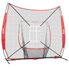 7x7 Baseball Softball Practice Net, Portable Baseball Training Net for Hitting Catching Pitching, Backstop Baseball Equipment with Bow Frame, Carry Bag, Strike Zone, Ball, Tee, Ball Collector