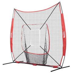 7x7 Baseball Softball Practice Net, Portable Baseball Training Net for Hitting Catching Pitching, Backstop Baseball Equipment with Bow Frame, Carry Bag, Strike Zone, Ball, Tee, Ball Collector