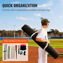 7x7 ft Baseball Softball Practice Net, Portable Baseball Training Net for Hitting Catching Pitching, Backstop Equipment with Bow Frame, Carry Bag, Strike Zone, 12 Balls, Tee, and Ball Collector