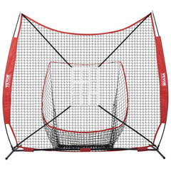 7x7 ft Baseball Softball Practice Net, Portable Baseball Training Net for Hitting Catching Pitching, Backstop Equipment with Bow Frame, Carry Bag, Strike Zone, 12 Balls, Tee, and Ball Collector