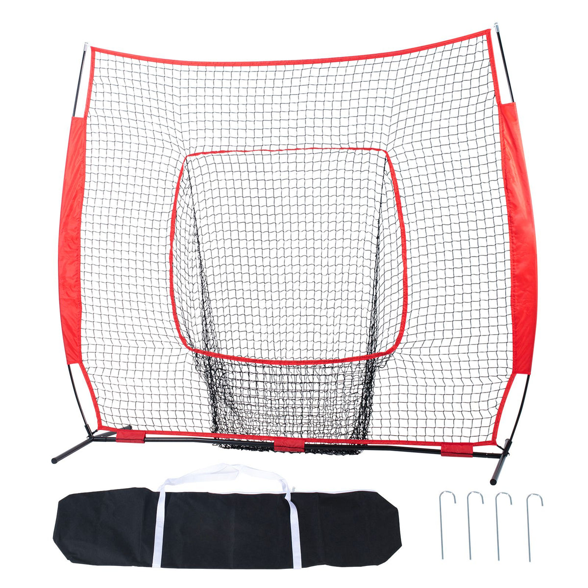 7x7 Baseball Softball Practice Net, Portable Baseball Training Net for Hitting Batting Catching Pitching, Backstop Baseball Equipment Training Aids with Carry Bag and Strike Zone
