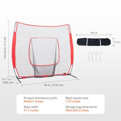 7x7 Baseball Softball Practice Net, Portable Baseball Training Net for Hitting Batting Catching Pitching, Backstop Baseball Equipment Training Aids with Carry Bag and Strike Zone