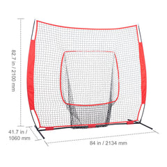 7x7 Baseball Softball Practice Net, Portable Baseball Training Net for Hitting Batting Catching Pitching, Backstop Baseball Equipment Training Aids with Carry Bag and Strike Zone