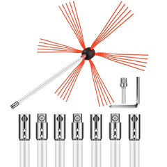 Chimney Sweeping Brush Rotary Chimney Brush 315Inch Chimney Brush Rod Kit 8 Rods with Nylon Flexible Rods (8 Rods)