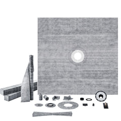 Shower Curb Kit, 1828x1828mm, 72"x72" Shower Pan Kit with 50.8mm ABS Central Flange, 101.6mm Stainless Steel Grate, Waterproof Shower Curb & Membrane & Strip, Shower Pan Slope Sticks Fit for Bathroom