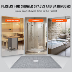 Shower Curb Kit, 1828x1828mm, 72"x72" Shower Pan Kit with 50.8mm ABS Central Flange, 101.6mm Stainless Steel Grate, Waterproof Shower Curb & Membrane & Strip, Shower Pan Slope Sticks Fit for Bathroom