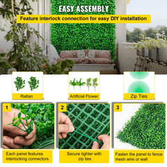 Artificial Boxwood Panels, 12 PCS 20"x20" Boxwood Hedge Wall Panels, PE Artificial Grass Backdrop Wall 1.6\", Privacy Hedge Screen for Decoration of Outdoor, Indoor, Garden, Fence, and Backyar