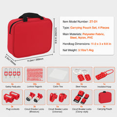 Electrical Lockout Tagout Kit, 47 PCS Safety Loto Kit Includes Padlocks, Hasps, Tags, Nylon Ties, Plug Lockouts, Circuit Breaker Lockouts, and Carrying Bag, for Industrial, Electric Power