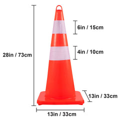 Safety Cones, 10PCS 28\" Traffic Cones, PVC Orange Construction Cones, 2 Reflective Collars Traffic Cones with Weighted Base and Hand-Held Ring Used for Traffic Control, Driveway Road Parking