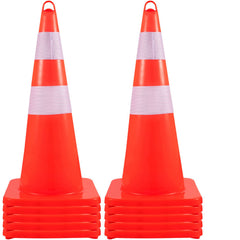 Safety Cones, 10PCS 28\" Traffic Cones, PVC Orange Construction Cones, 2 Reflective Collars Traffic Cones with Weighted Base and Hand-Held Ring Used for Traffic Control, Driveway Road Parking