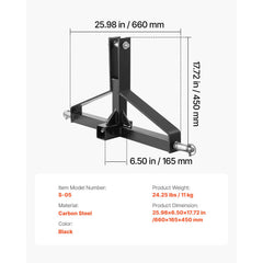 3 Point Trailer Hitch with 2 in Receiver, 3pt Quick Hitch Attachment for Category 1 Tractor, 3000lbs Capacity, Tow Drawbar Adapter, Compatible with Kubota, Mahindra, Ford, Yanmar, John Deere