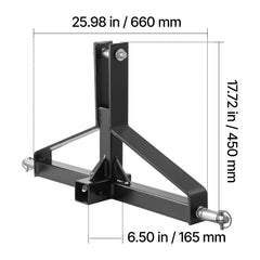 3 Point Trailer Hitch with 2 in Receiver, 3pt Quick Hitch Attachment for Category 1 Tractor, 3000lbs Capacity, Tow Drawbar Adapter, Compatible with Kubota, Mahindra, Ford, Yanmar, John Deere