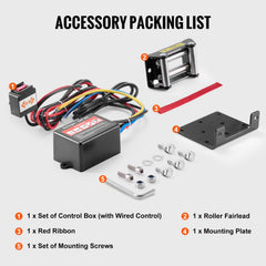 Electric Winch, 1361 kg Line Pull Capacity, 12V DC ATV/UTV Winch with Φ0.5 x 1188.7 cm 7 Strands Steel Cable Roller Fairlead Wired Remote Control, IP55 Waterproof for Towing UTV ATV Off-Road