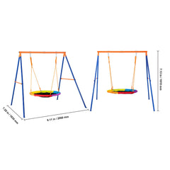Swing Sets for Backyard 40in Saucer Swing Seat A-Frame Metal Stand 440lbs