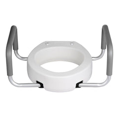 Raised Toilet Seat with Arms, 136.1 kg Load Capacity, 88.9 mm Lift Height, Widened Commode Elevated Toilet Seat Riser with Padded Handles for Seniors, Elderly, Handicap, Disabled, and Adults