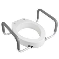 Raised Toilet Seat with Arms, 136.1 kg Load Capacity, 88.9 mm Lift Height, Widened Commode Elevated Toilet Seat Riser with Padded Handles for Seniors, Elderly, Handicap, Disabled, and Adults