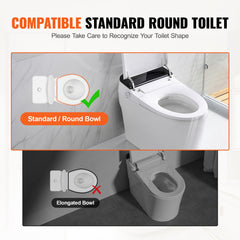 Raised Toilet Seat,88.9 mm Height Raised, 136 kg Weight Capacity, for Standard Round Toilet, Aluminum Handrail, with EVA Armrest Padding, for Elderly, Handicap, Patient, Pregnant, Medical