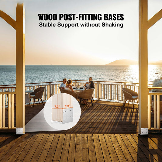 203.2x203.2mm Post Base, 4Pcs Stainless Steel Adjustable Post Anchor Bracket(Internal 198 x 185), Adjustable Post Base for Pavilion Deck Porch Handrail Railing Support Decorative Anchor Plate