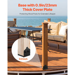 6x6 Post Base 2 Pcs, Inner Size 5.9x5.55 inch / 150x141 mm Post Brackets, Heavy Duty Carbon Steel Decking Posts, Wood Posts Brackets for Pavilion Deck Railing Support Deck Base Plate, Black