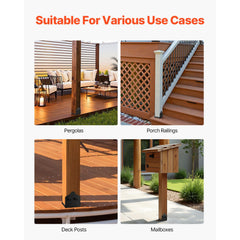 6x6 Post Base 2 Pcs, Inner Size 5.9x5.55 inch / 150x141 mm Post Brackets, Heavy Duty Carbon Steel Decking Posts, Wood Posts Brackets for Pavilion Deck Railing Support Deck Base Plate, Black