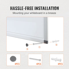 Magnetic Whiteboard Dry Erase Board 36" x 24" Wall Mounted for Office
