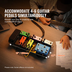 Guitar Pedal Board, 15'' x 5.7'', Aluminum Alloy 0.8 lbs Super Light Guitar Effects PedalBoard with Carry Bag High Quality Velcro Fixed Strap Shoulder Strap, Accommodate 4-6 Guitar Pedals