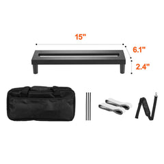 Guitar Pedal Board, 15'' x 5.7'', Aluminum Alloy 0.8 lbs Super Light Guitar Effects PedalBoard with Carry Bag High Quality Velcro Fixed Strap Shoulder Strap, Accommodate 4-6 Guitar Pedals