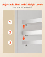Bathroom Wall Cabinet, 2 Doors & Adjustable Shelf, Over the Toilet Storage Medicine Cabinet Wall Mounted, Hanging Organizer with Shelves & Open Partition for Laundry Room Kitchen Restroom, White