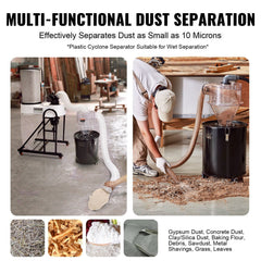 Cyclone Dust Separator, 4" Retrofit Cyclone Separator for Dust Collectors, ABS Dust Deputy With 2" Hole O.D. Connector & Hose for Wet/Dry Shop Vacuums, Fits 18.9-37.85L Tank (Tank Exclude)