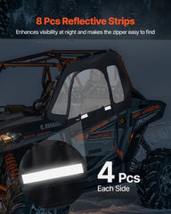 Cab Enclosure Upper Doors, Compatible with Polaris RZR XP 1000/XP Turbo 2014-2023, Soft Upper Doors, Windproof Upgraded Zipper UTV Soft Side Window Kit, Work with Side Mirrors and Windshields