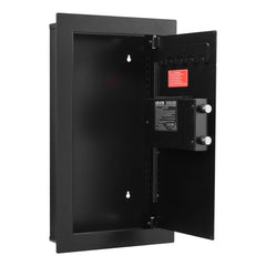Wall Safe, 3-Tier Hidden Wall Mounted Safe with Password & Key, Q235 Cold-Rolled Steel In-Wall Box with LED Lighting, 2 Adjustable Shelves & 5 Key Holders for Money, Jewelry, Passport, Black