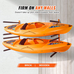 Wall Kayak Storage Rack, 4-Capacity Wall Mounted Kayak Holders for Kayak Canoe Paddle Board, Kayak Storage Hooks with Adjustable Padded Arms, 181.6 KG Load Kayak Hanger for Indoor Outdoor Garage