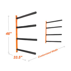 Wall Kayak Storage Rack, 4-Capacity Wall Mounted Kayak Holders for Kayak Canoe Paddle Board, Kayak Storage Hooks with Adjustable Padded Arms, 181.6 KG Load Kayak Hanger for Indoor Outdoor Garage