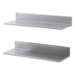 8.6" x 24" Stainless Steel Shelf, Wall Mounted Floating Shelving with Backsplash, 44 lbs Load Capacity Commercial Shelves, Heavy Duty Storage Rack for Restaurant, Kitchen, Bar, Home, and Hotel (2 Packs)