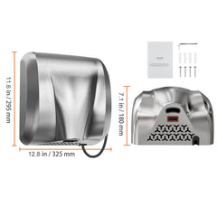 Heavy Duty Commercial Hand Dryer, 1800W Automatic High Speed Stainless Steel Warm Wind Hand Blower, 220V-240V Plug In/Hardwired Two Power Options, Compliant for Industry Business Restrooms
