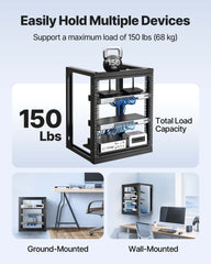 12U Wall Mount Server Rack, 68.04 kg Max Load Capacity, Open Frame Network Rack with 180 Degrees Gate Swing Door, Carbon Steel, Ideal for IT Network Equipment & AV Devices Computer Server, Black