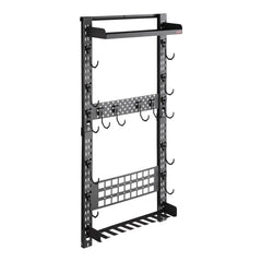 Gun Rack Wall Mount, Heavy Duty Steel, Indoor Rifle Shotgun Rack with Magazine Holder, MOLLE Panel, Gun Accessories Display Storage Holder, Hold Up to 5 Rifles or Shotguns, for Tactical Gear