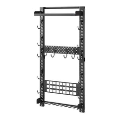 Gun Rack Wall Mount, Heavy Duty Steel, Indoor Rifle Shotgun Rack with Magazine Holder, MOLLE Panel, Gun Accessories Display Storage Holder, Hold Up to 5 Rifles or Shotguns, for Tactical Gear