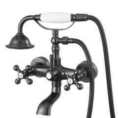 Clawfoot Tub Faucet, Wall Mount Bathtub Faucets with Handheld Shower, Vintage Oil-Rubbed Bronze Clawfoot Tub Filler Faucet Shower Kit with Adjustable Swing Arms & 360° Rotation Spout for Bathtubs