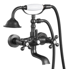 Clawfoot Tub Faucet, Wall Mount Bathtub Faucets with Handheld Shower, Vintage Oil-Rubbed Bronze Clawfoot Tub Filler Faucet Shower Kit with Adjustable Swing Arms & 360° Rotation Spout for Bathtubs