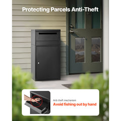 Package Delivery Boxes for Outside, 90.9 cm Mailbox for Parcel with Lock, Galvanized Steel Package Drop Box with Anti-Theft Design, Weather-Resistant Package Mailbox for Home and Office, Black
