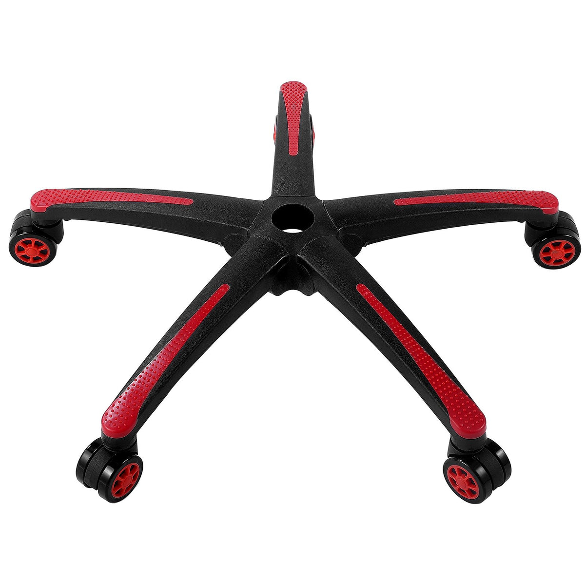 Office Chair Base Replacement, 710 mm, 1134 kg Static Load, Heavy Duty Universal Computer Desk Chair Stool Base Part with 5 Casters and Reinforced Legs, Desk Chair Base Replacement, Black + Red