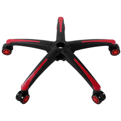 Office Chair Base Replacement, 710 mm, 1134 kg Static Load, Heavy Duty Universal Computer Desk Chair Stool Base Part with 5 Casters and Reinforced Legs, Desk Chair Base Replacement, Black + Red