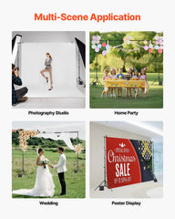 Backdrop Stand, 298 x 300 cm Adjustable Photo Backdrop Stand Kit, Portable Background Backdrop Stand with 4 Crossbars, Heavy Duty Projector Screen Stand, for Wedding, Photo Video Studio & Party